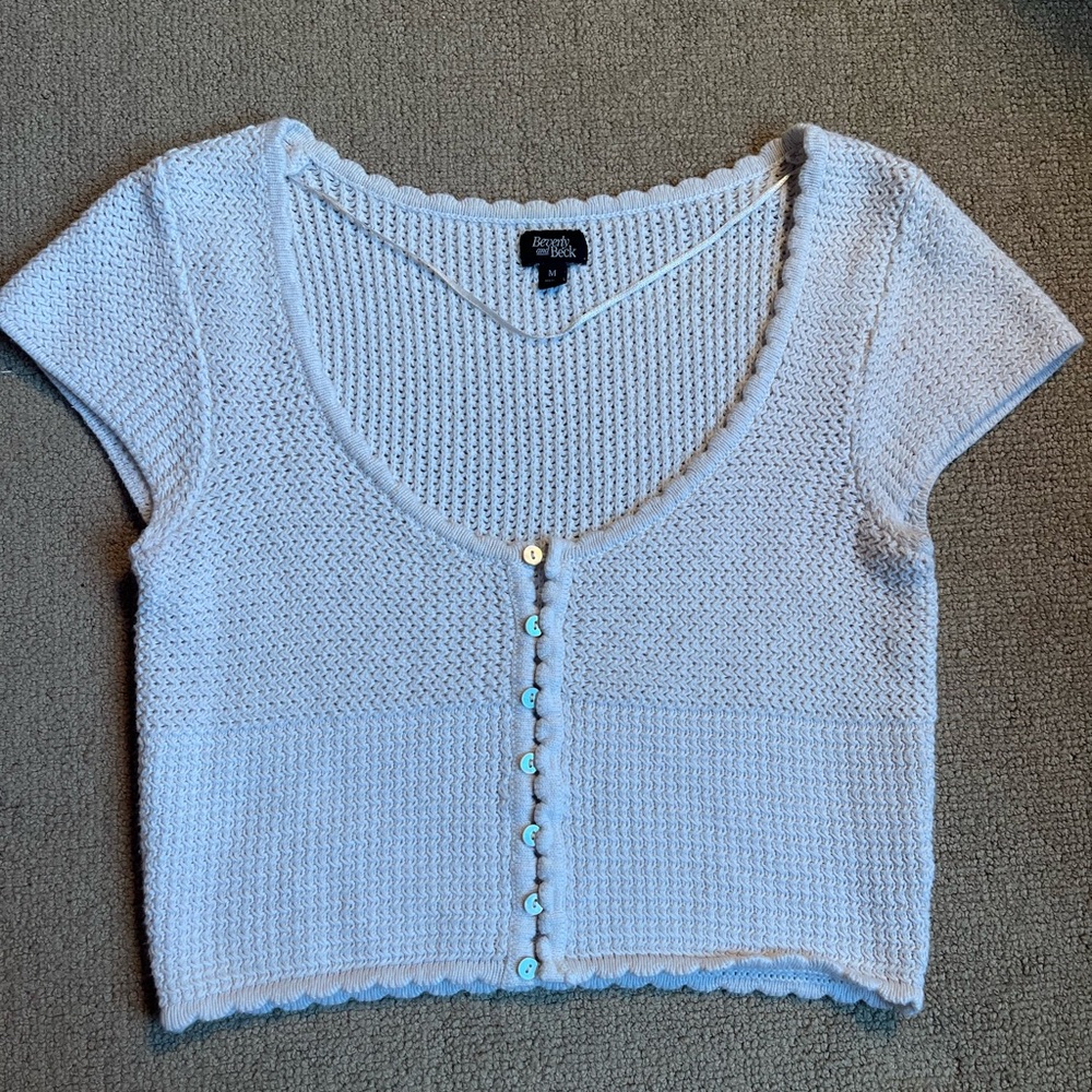 Forever 21 White Knit Button-Up Top